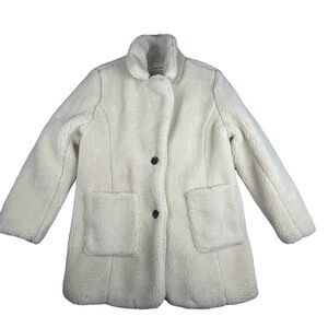 Sebby Collection teddy bear coat, ivory, size XL. Pockets, buttons, lined, comfy